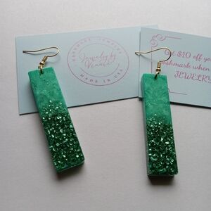 Hand Crafted Green Dangle Earrings